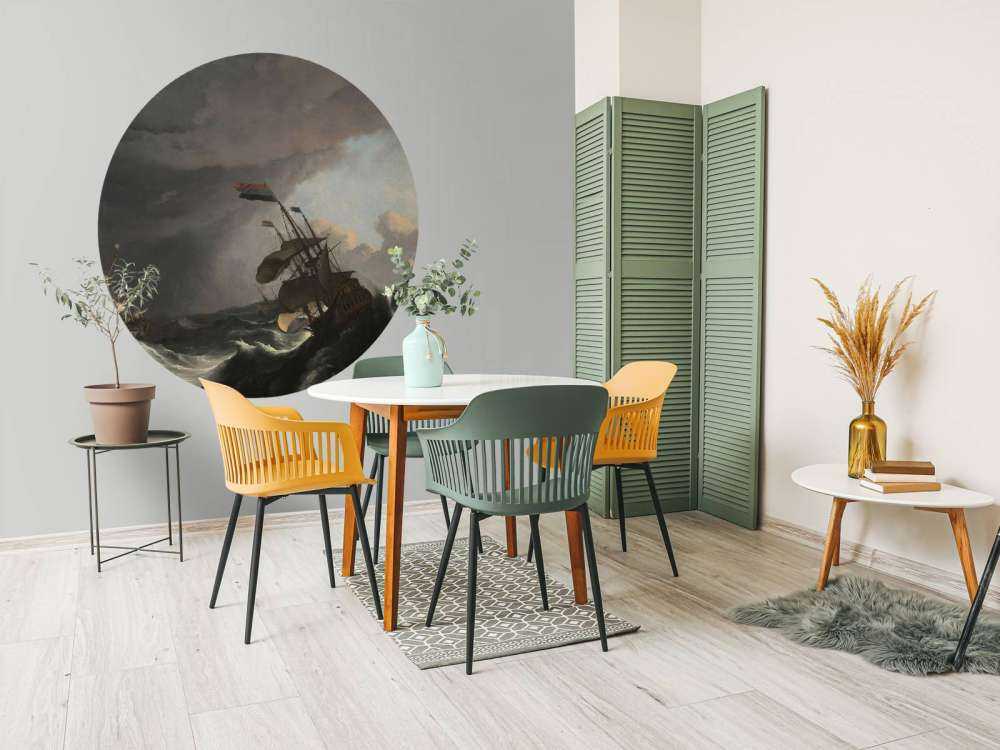 Oorlogsschepen tijdens een storm