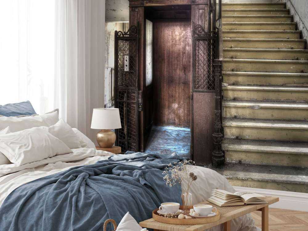 Verlaten houten kooilift