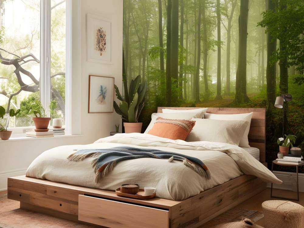 Pad door mistig groen bos
