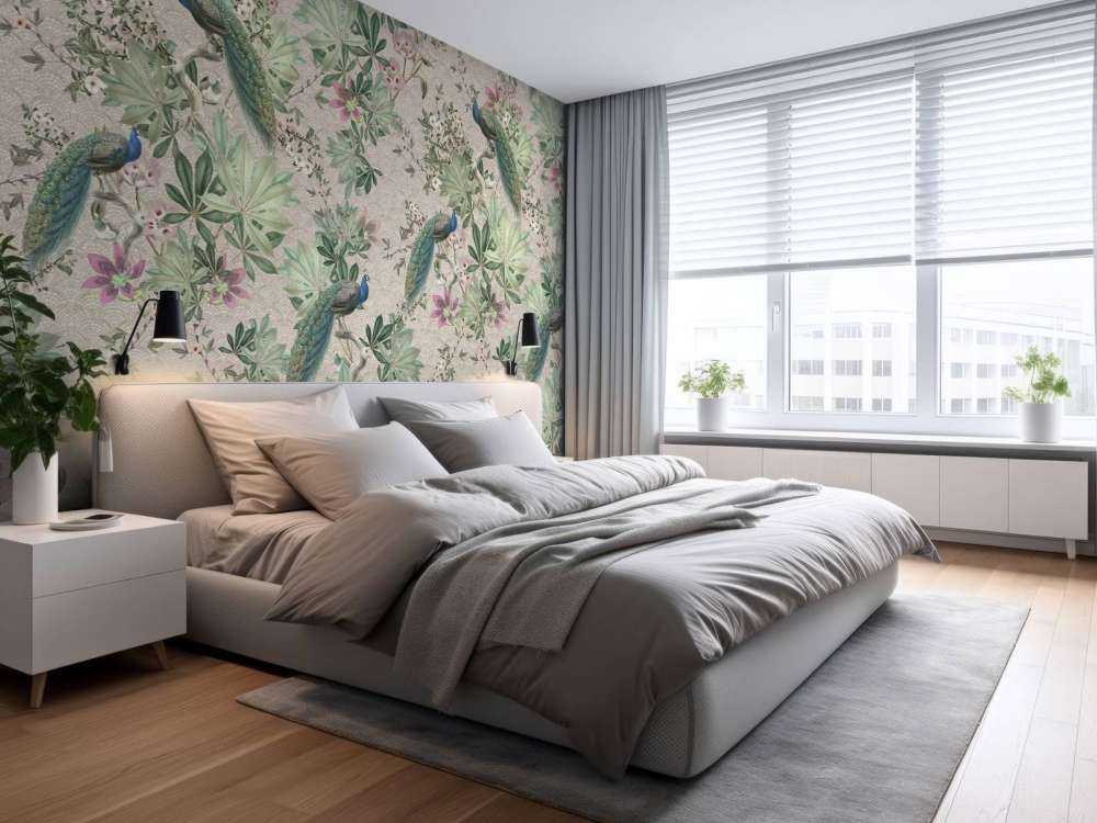 Vintage garden pauwen - creme