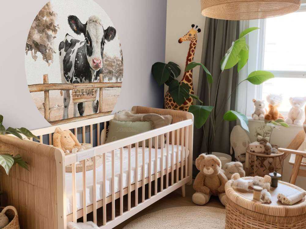 Jonge koe in een weiland taupe