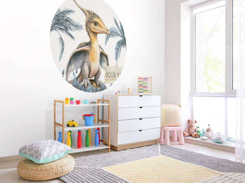 Baby pteranodon in de jungle blauw