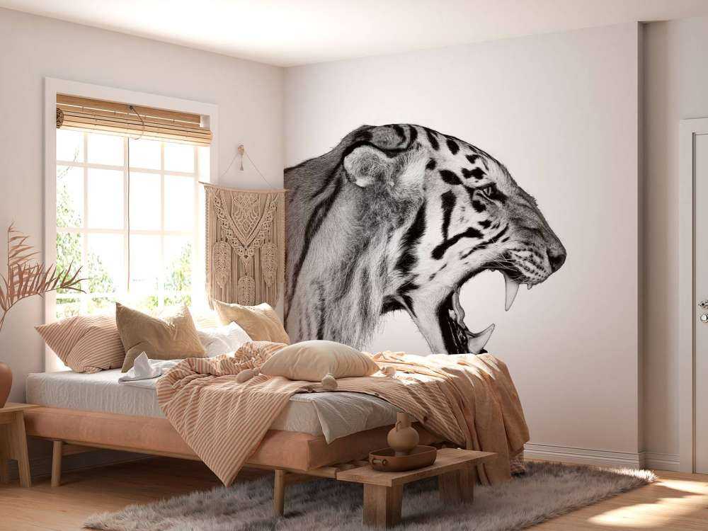 Roaring tiger white