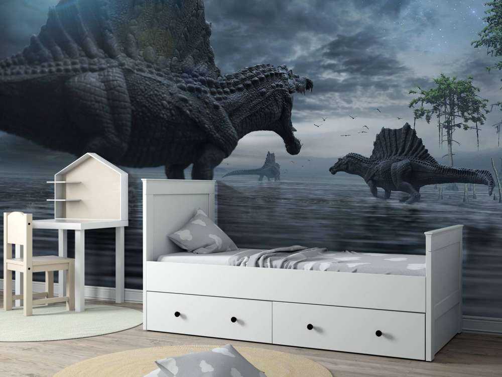 Spinosaurus groep in een jachtgebied