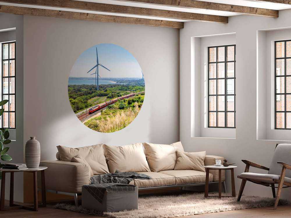 Rode trein langs windmolens