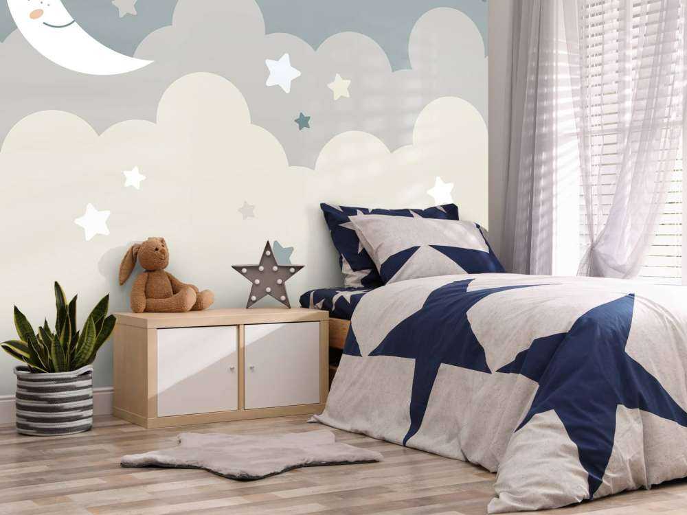 Maan met sterren in de wolken