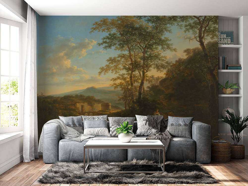 Italiaans landschap met de Ponte Lucano over de Aniene rivier