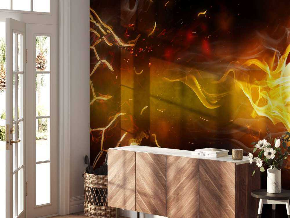 Voetbal brandt door het net