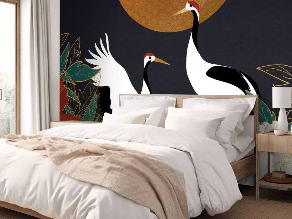 Kraanvogels tijdens de nacht