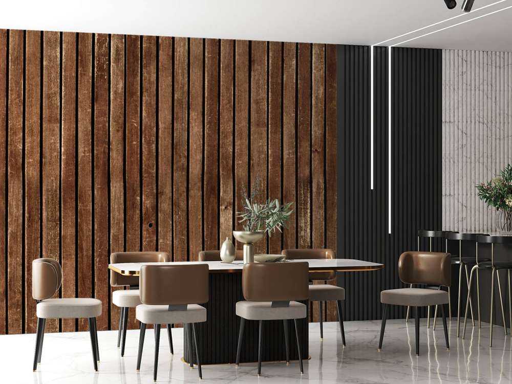 Donkere verticale houten planken