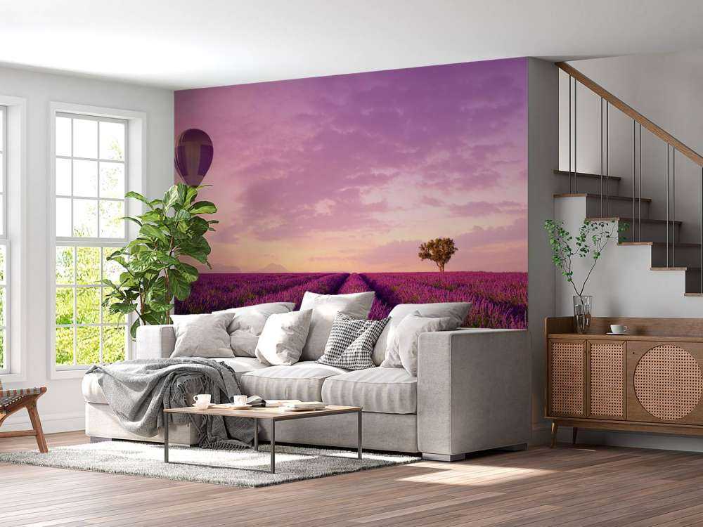 Lavendel veld en luchtballon