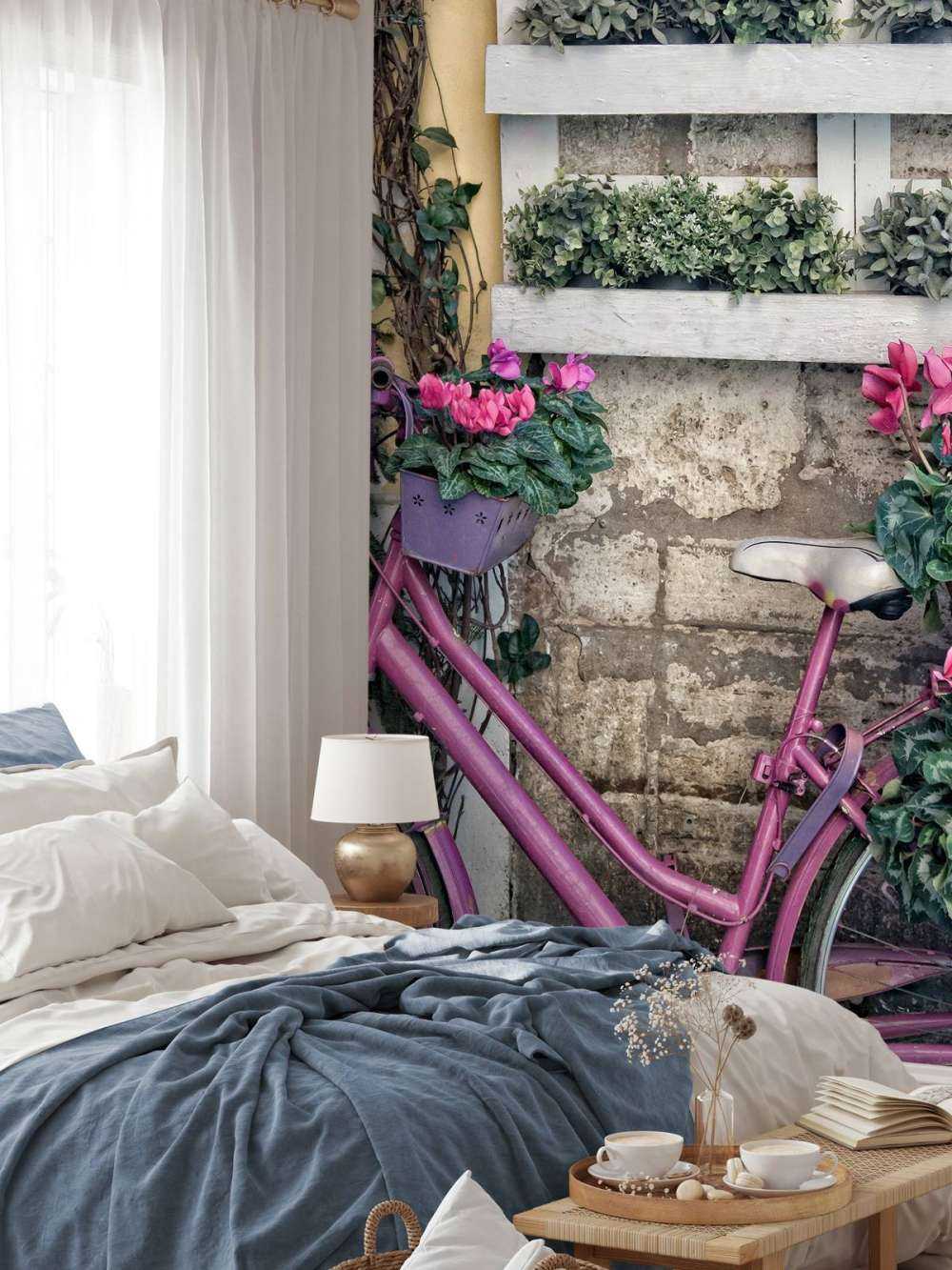 Vintage fiets met bloemen