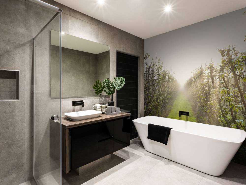 Perenbloesem in mist