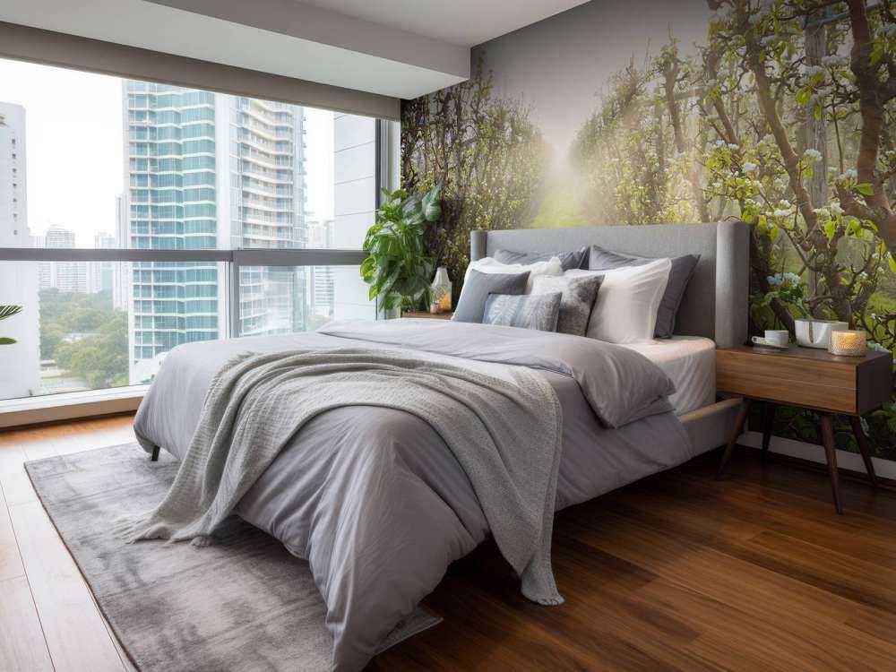 Perenbloesem in mist