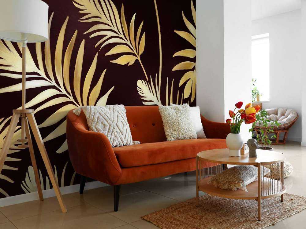 Golden leaves on dark Bronze