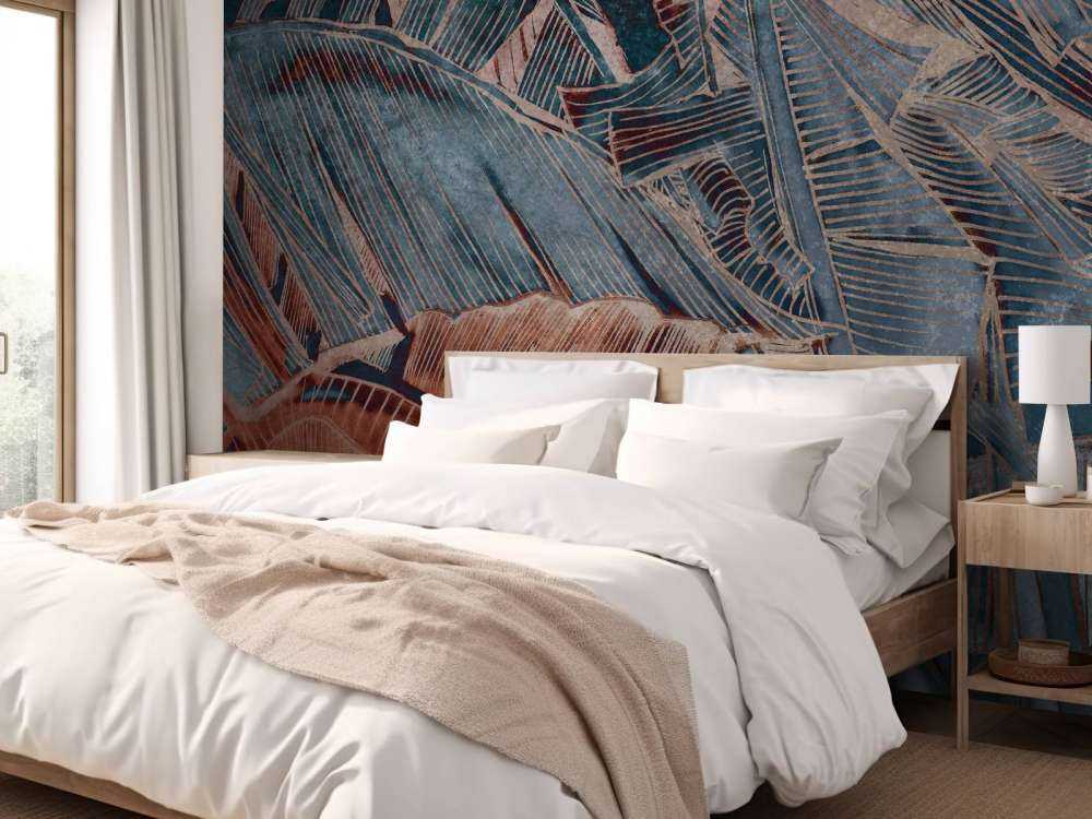 Bananenblad in koperblauw contrast