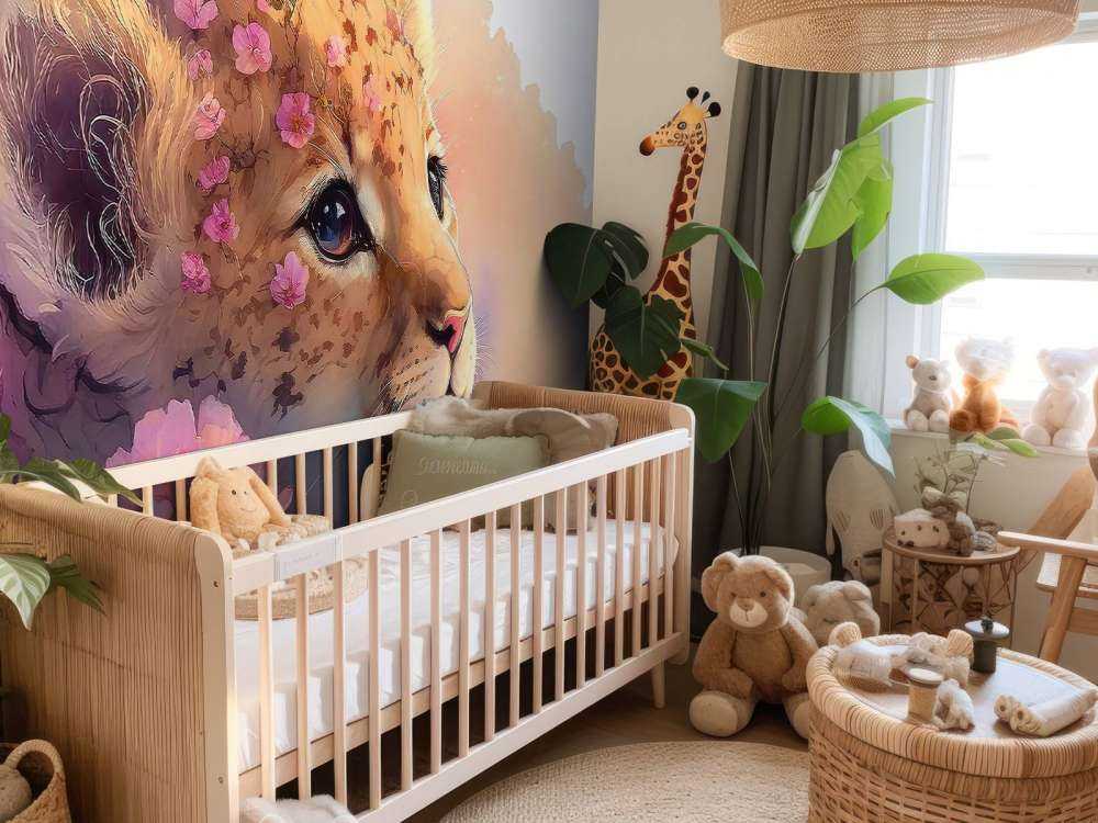 Dromerige welp tussen de bloemen