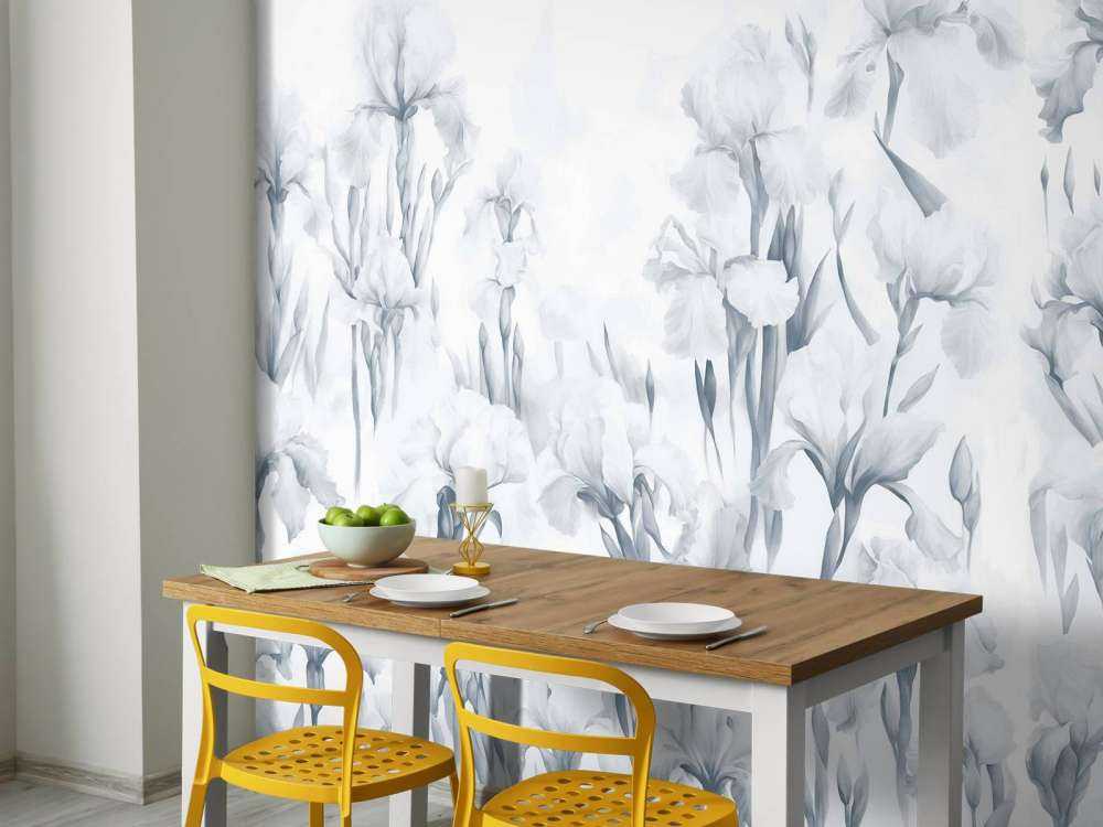 Irises Dance Seamless Cool Blue