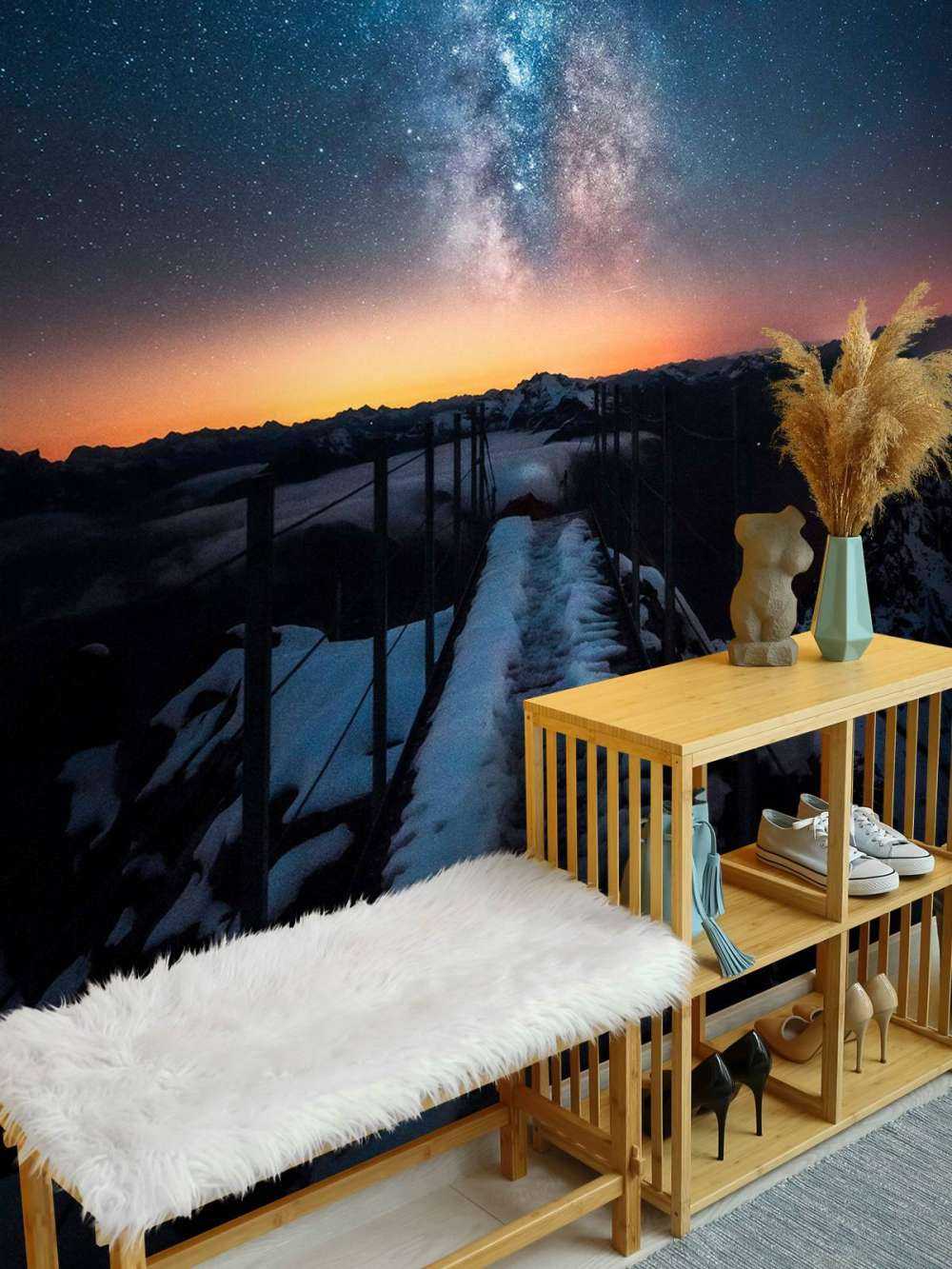 Sterrenpad Over Besneeuwde Berg