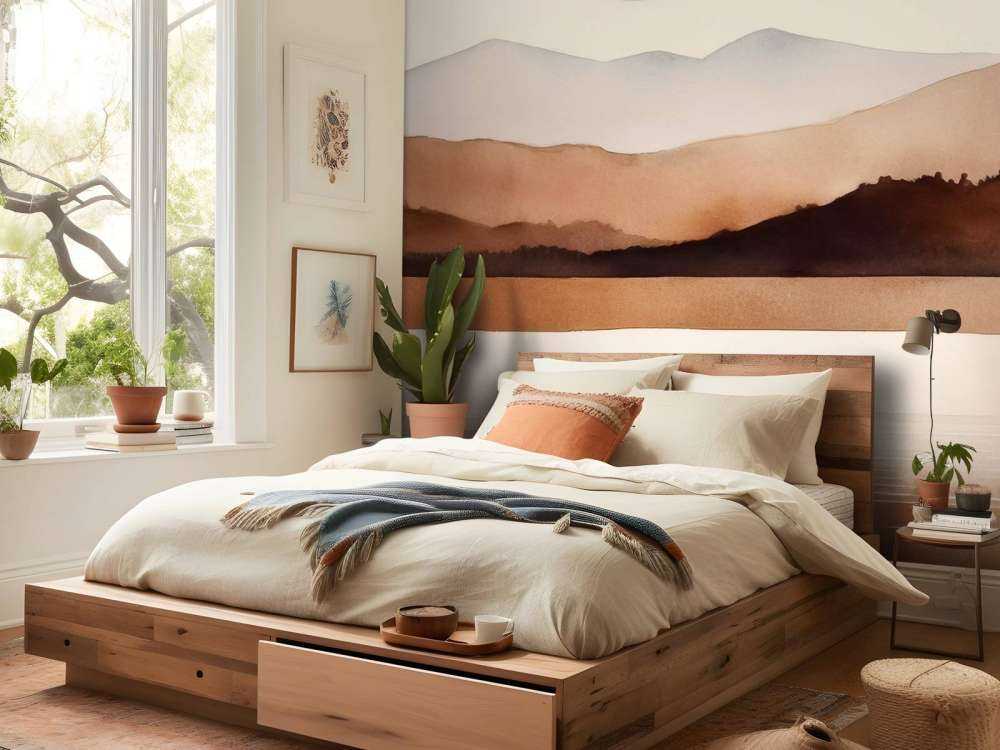 Calm Lake View Watercolor Landscape