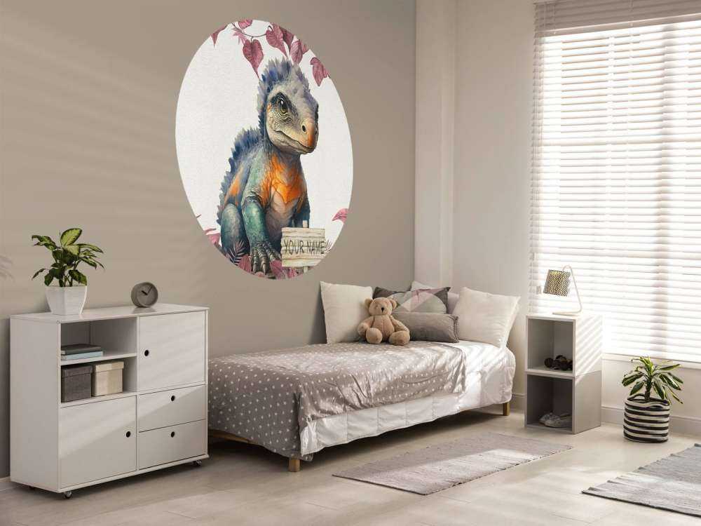 Baby ankylosaurus in de jungle roze