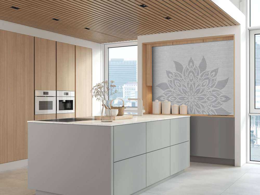 Lichtgrijze Mandala Op Baksteen