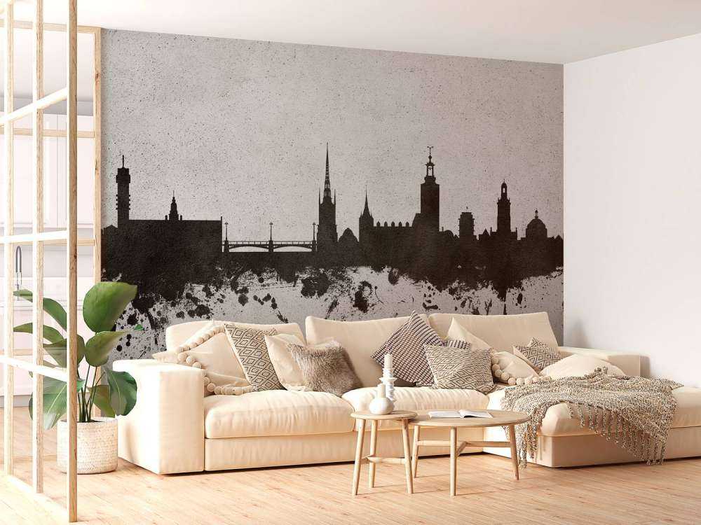 Waterverf skyline, Stockholm