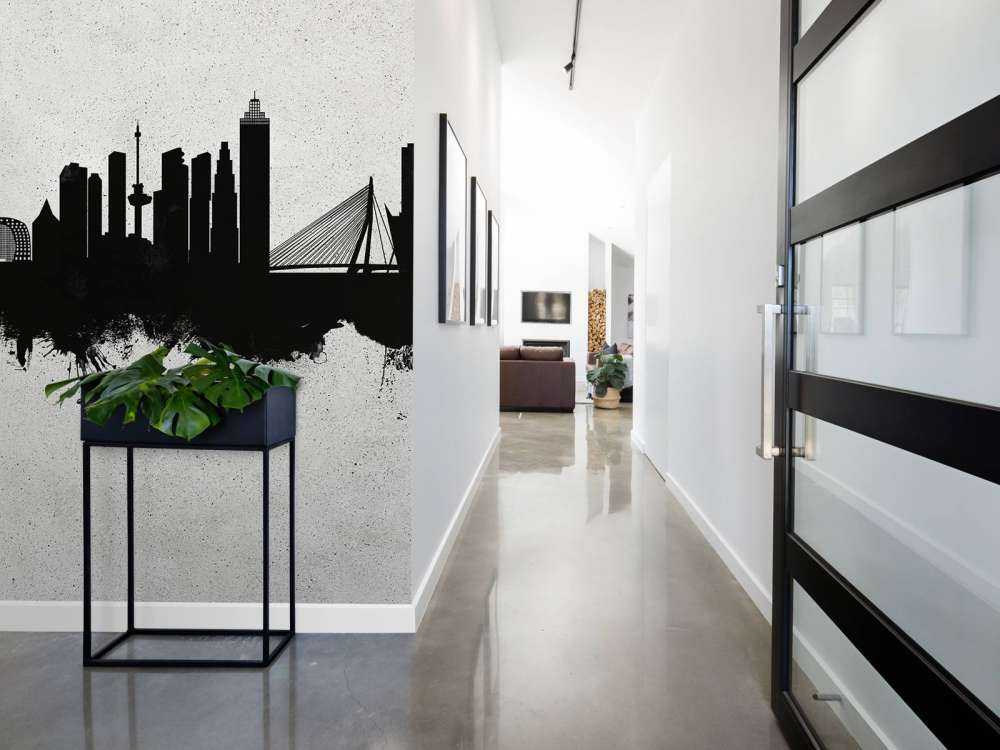 Waterverf skyline, Rotterdam