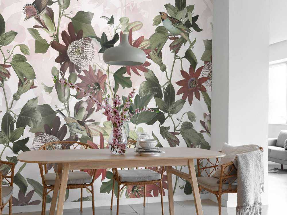 Seven Birds in Enchanted Foliage - Blush Garden