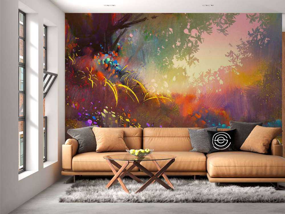 Wazig kleurrijk landschap schilderij