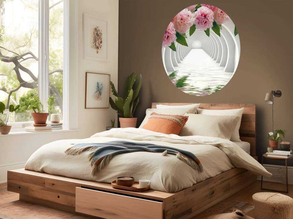 Tunnel met pioenrozen