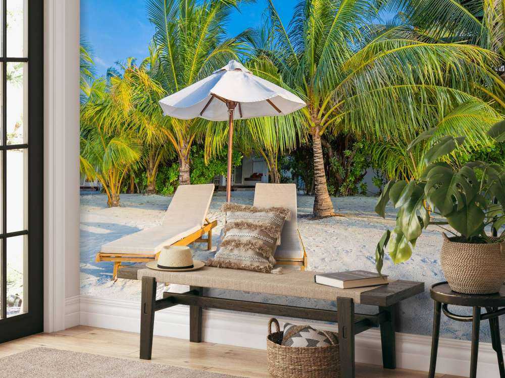 Zonnebaden op het witte strand