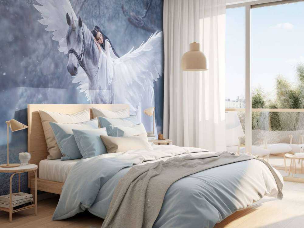 Witte eenhoorn in de winter