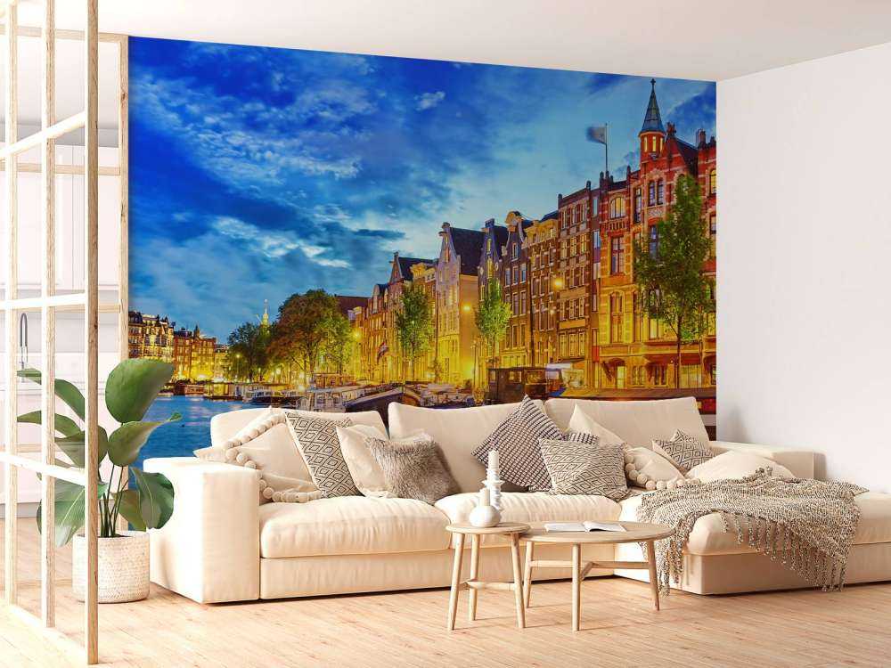 Rivier de Amstel in de avond