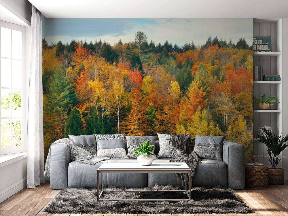 Meer met herfstbomen