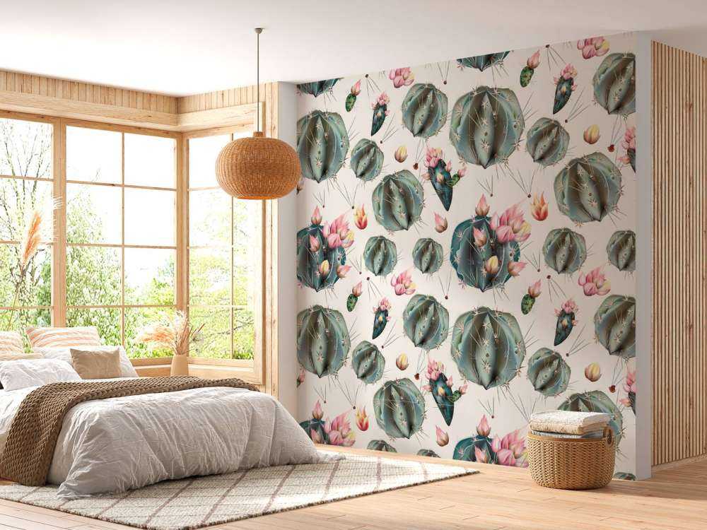 Cactussen met bloemen