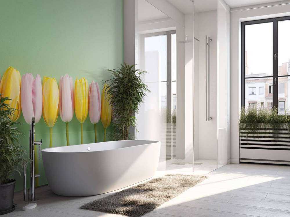 Kleine tulpen op mintgroen