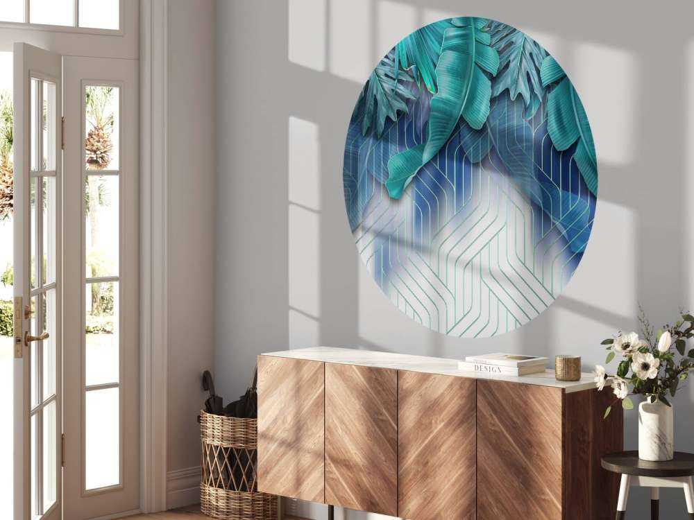 Groene bladeren en grafisch groen lijnenspel