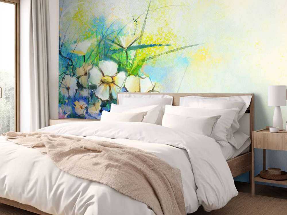 Bloemen schilderij met een wazige achtergrond