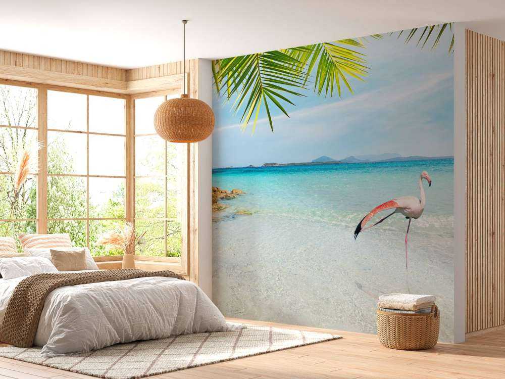 Flamingo op Tropisch Strand