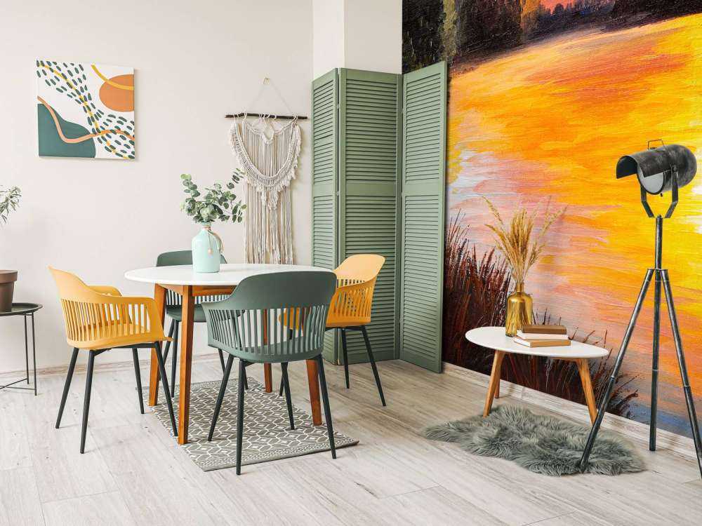 Olieverfschilderij van een meer