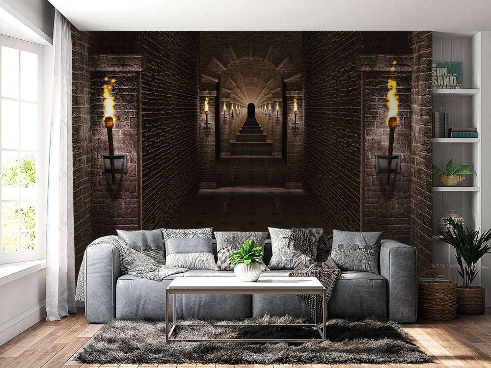 Lange middeleeuwse kasteel gang