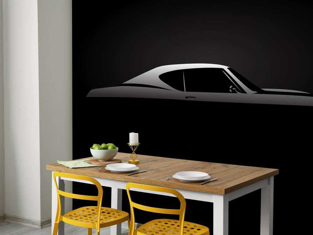 Klassieke Amerikaanse muscle car design met een zwarte achtergrond