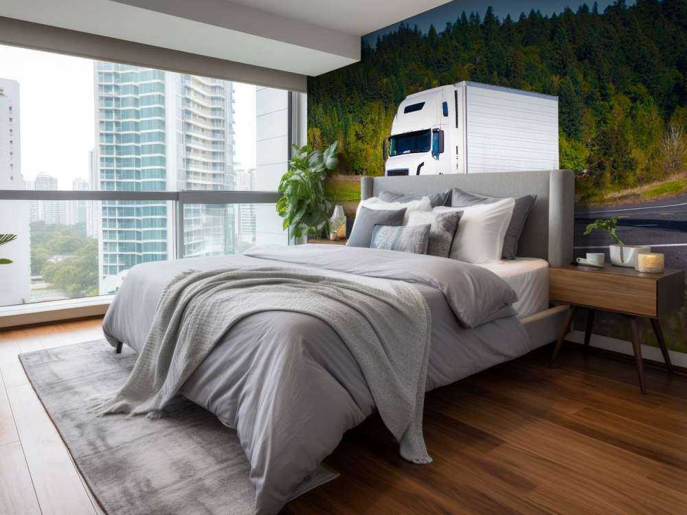 Krachtige witte vrachtwagen in een berglandschap