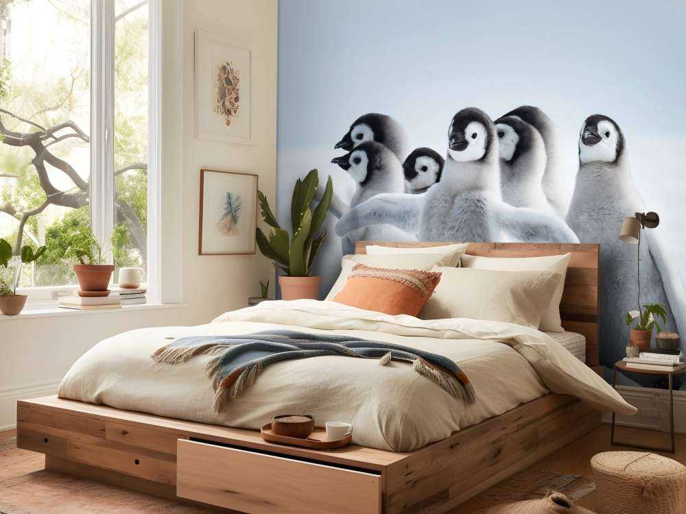 Keizerspinguïns in de sneeuw