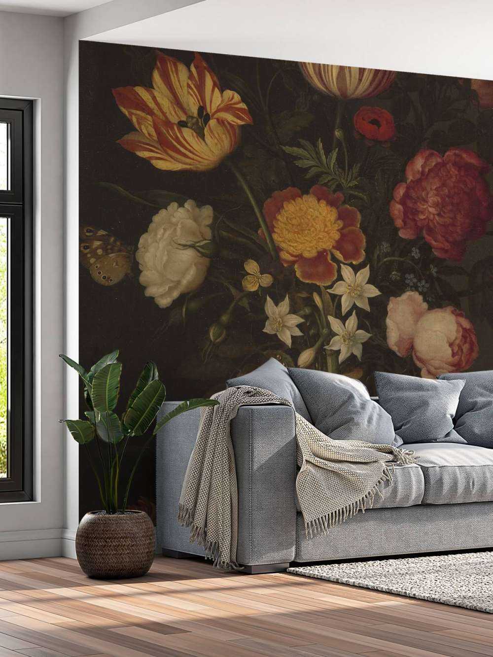 Stilleven met bloemen in een Wan-li vaas