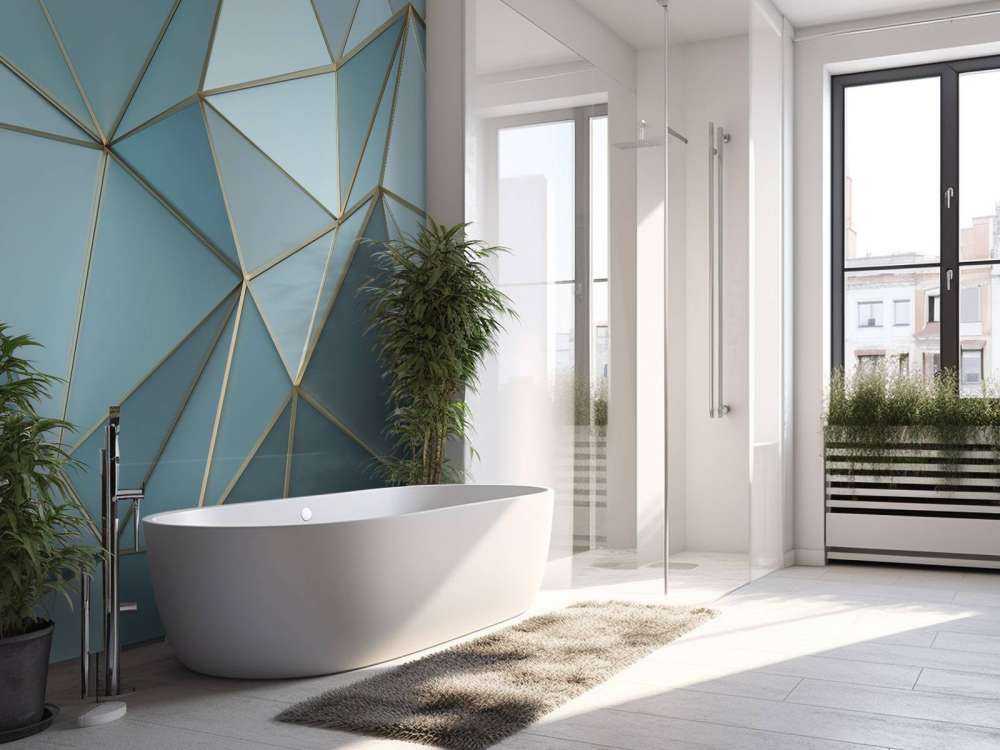 Driehoekige textuur in het blauw