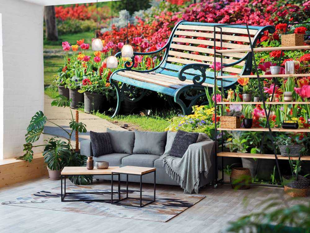 Park met kleurrijke tulpen