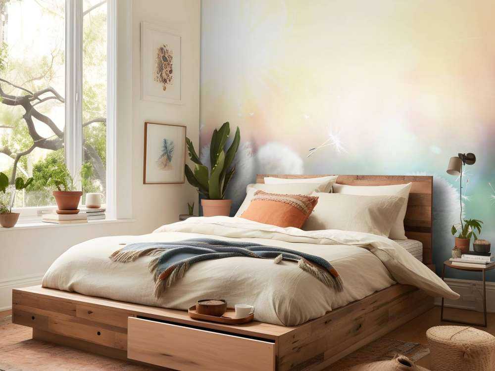 Paardebloem design met gekleurde achtergrond