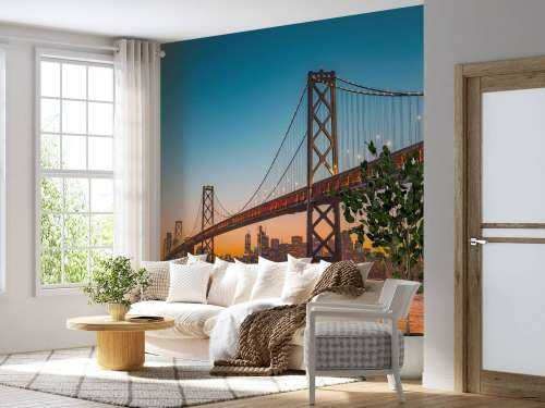 San Francisco-Oakland Bay Bridge in de avond
